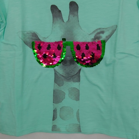 My Favorite Tee Green Giraffe W Sequin Size 7/8 - Picture 2 of 5
